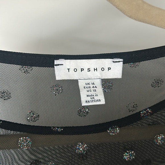 Top Shop mesh sheer polka dot sparkle top - Picture 2 of 6